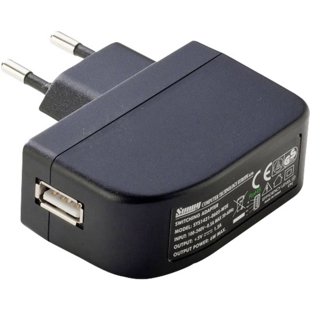 Dehner Elektronik SYS 1638-0605-W2E (Europe USB inlet) Stekkernetvoeding, vaste spanning 5 V/DC 1.2 A 6 W Gestabiliseer