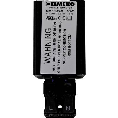 Elektrisch apparaat van Elmeko met waarschuwing: 'Hete oppervlakte - Verbrandingsgevaar'. Voor verticale montage aansluiten van onderen.