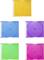 Vijf lege cd-hoesjes in verschillende kleuren: geel, blauw, paars, groen en roze, gerangschikt op een witte achtergrond.