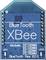 Blauw XBee-module met witte opdruk 'BlueTooth' en 'Module: HC-03, HC-05'. LED's LED1 en LED2 onderaan.