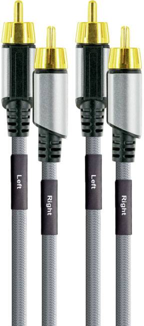 Schwaiger AIAU6025 413 Cinch Audio Aansluitkabel [2x Cinch-stekker - 2x Cinch-stekker] 2.50 m Space grijs Vergulde steek-1