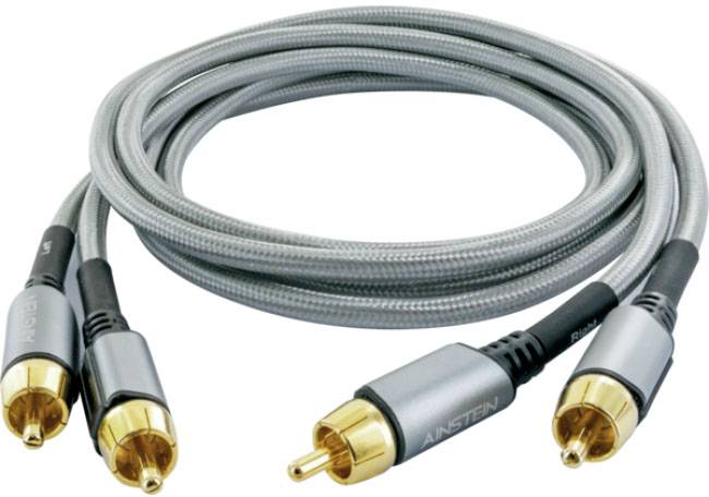 Schwaiger AIAU6025 413 Cinch Audio Aansluitkabel [2x Cinch-stekker - 2x Cinch-stekker] 2.50 m Space grijs Vergulde steek-2