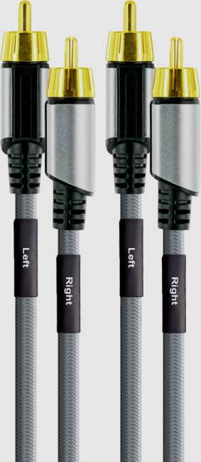 Schwaiger AIAU6025 413 Cinch Audio Aansluitkabel [2x Cinch-stekker - 2x Cinch-stekker] 2.50 m Space grijs Vergulde steek-4