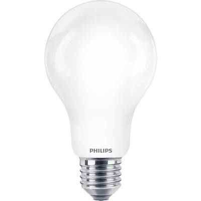 Energiebesparende LED-lamp van Philips in standaardvorm met zilveren fitting.
