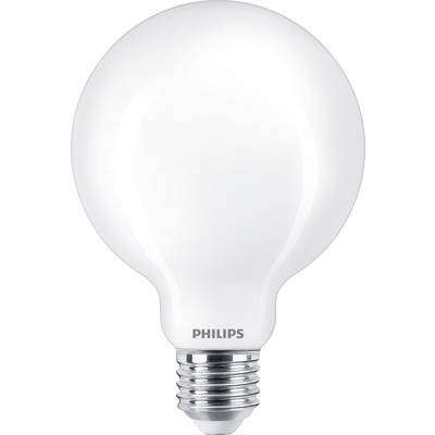 Gloeilamp in klassieke vorm met zilveren voet, merk 'Philips' zichtbaar.