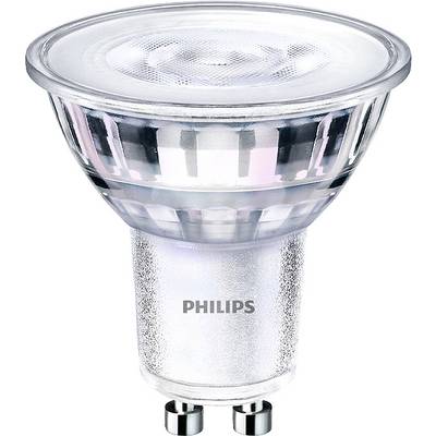 Een geribde LED-lamp van Philips met GU10-fitting, geschikt voor energiezuinige verlichting.