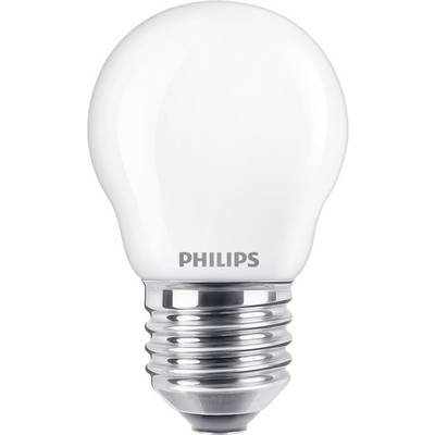 LED-lamp van het merk Philips, klassieke peervorm met zilveren fitting.