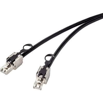 Twee zwarte Ethernet-kabels met metalen stekkers liggen parallel naast elkaar.