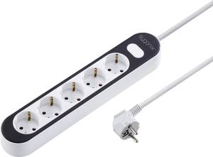 Conrad Sygonix SY-4538272 Stekkerdoos met schakelaar 5-voudig Wit, Zwart Randaarde stekker 1 stuk(s) aanbieding