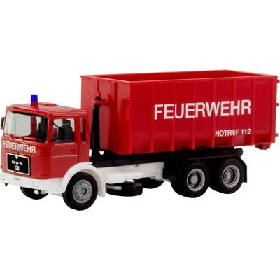 Herpa 310963 H0 Hulpdienstvoertuig MAN F8 vrachtwagen met afrolcontainer "Feuerwehr" 