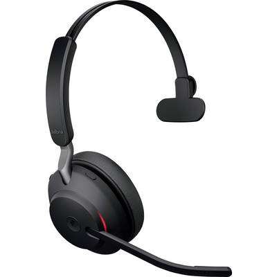 Een zwarte, enkelzijdige Bluetooth-headset met microfoonsteel, geschikt voor communicatie in kantoor- of thuiswerkomgevingen.