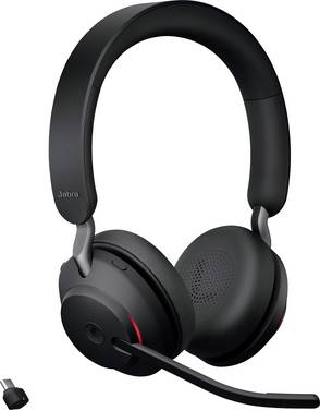 Jabra Evolve2 65 MS On Ear headset  Bluetooth Stereo Zwart  Volumeregeling, Indicator voor batterijstatus, Microfoon uitschakelbaar (mute) Telefoon