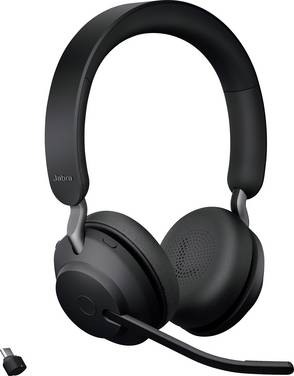 Jabra Evolve2 65 UC On Ear headset  Bluetooth Stereo Zwart  Volumeregeling, Indicator voor batterijstatus, Microfoon uitschakelbaar (mute) Telefoon