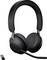 Zwart draadloos headset met microfoonarm, moderne vormgeving met USB-dongle, geschikt voor communicatie en muziek.