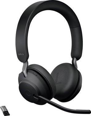 Jabra Evolve2 65 UC On Ear headset  Bluetooth Stereo Zwart Noise Cancelling Volumeregeling, Indicator voor batterijstatus, Microfoon uitschakelbaar (mute) Telefoon