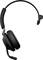 Een zwarte draadloze headset met microfoon, geschikt voor kantoor- of thuisgebruik.