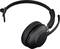 Een zwarte draadloze headset met een microfoonarm, geschikt voor gesprekken of het luisteren naar muziek. Ideaal voor dagelijks gebruik op kantoor.