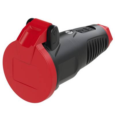 Draagbare rode en zwarte lamp met ergonomische handgreep en zijtoetsen. Geschikt voor buitenactiviteiten en noodgevallen.