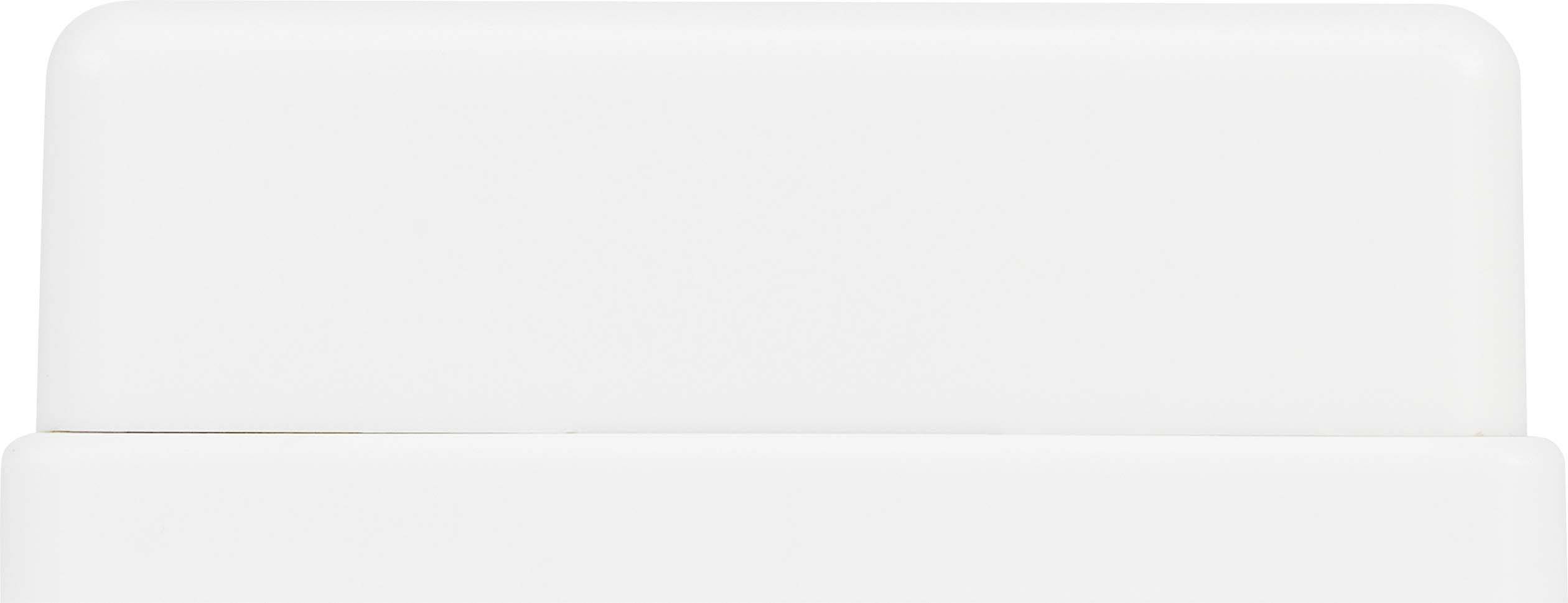 Een witte gum met rechthoekige vorm, zonder zichtbare merken of logo's, liggend op een witte ondergrond.