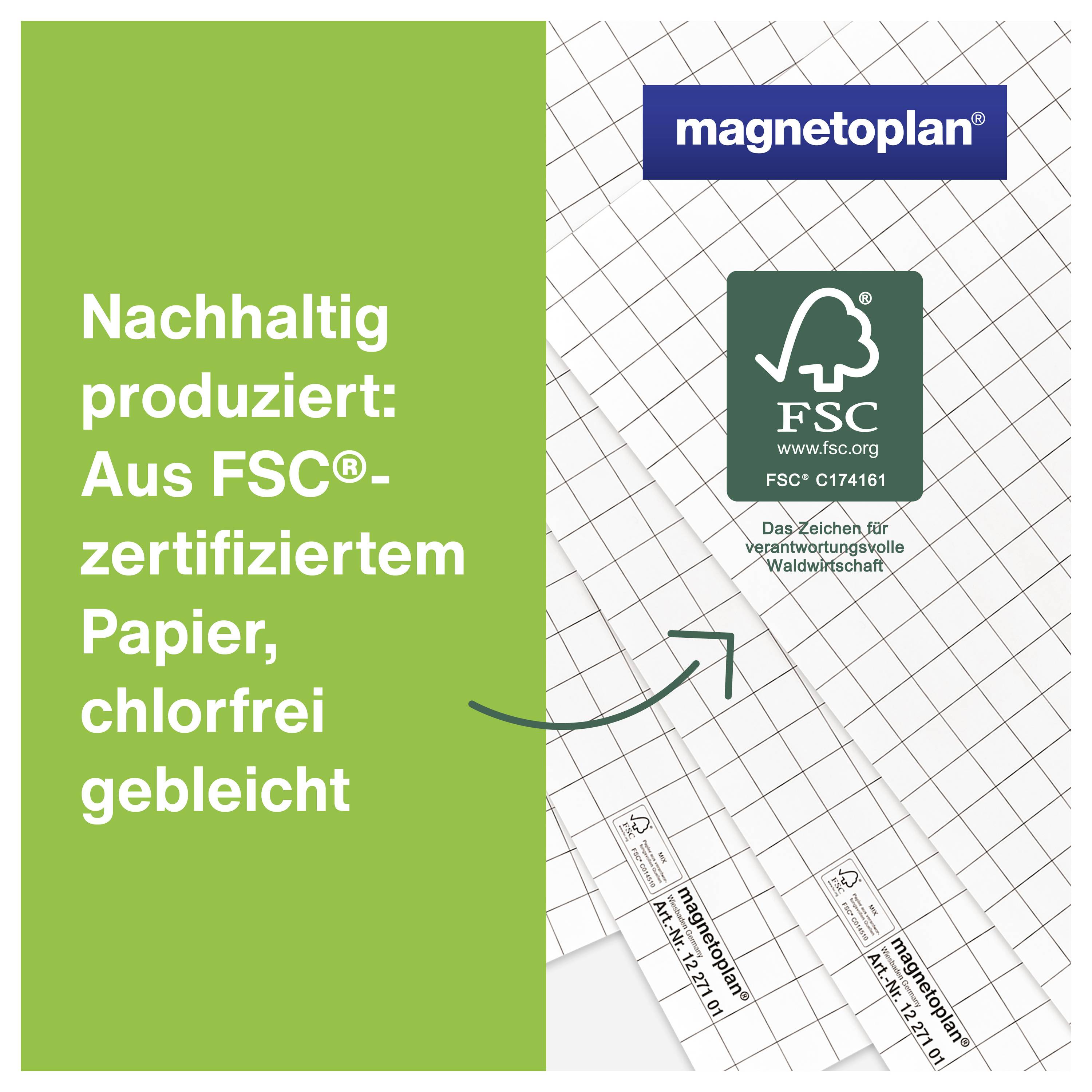 'Duurzaam geproduceerd: Van FSC®-gecertificeerd papier, chloorvrij gebleekt.' Logo en tekst op papieren achtergrond, FSC-keurmerk zichtbaar.