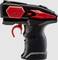 Speelgoedblaster, zwart met rode accenten, ergonomische handgreep, trekker en bedieningsknoppen.