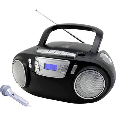 soundmaster SCD5800SW Radio/CD-speler VHF (FM) USB, Cassette, Radio-opname Incl. microfoon Zwart