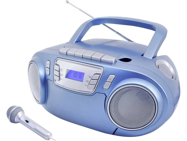 soundmaster SCD5800BL Radio-CD-speler FM FM, USB, Cassette, Radio-opname Incl. microfoon Blauw