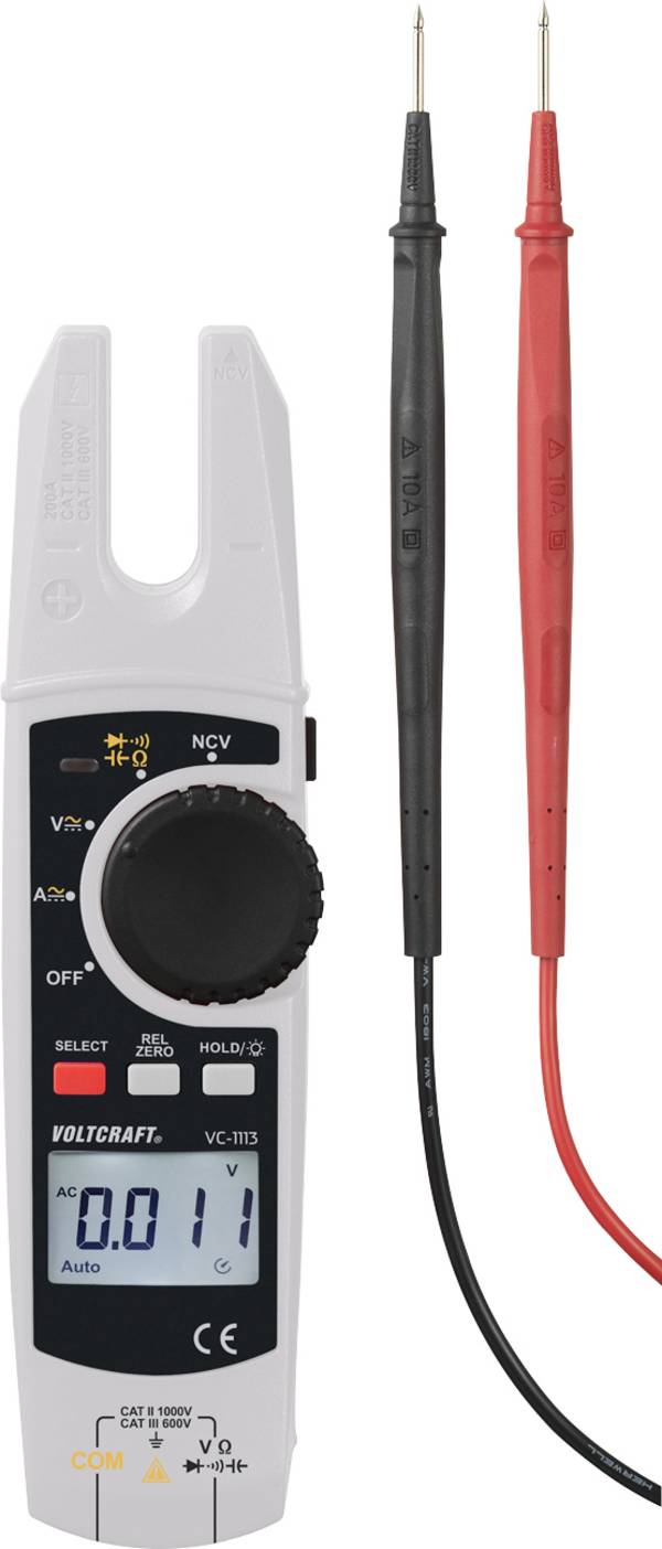 VOLTCRAFT VC-1113 Stroomtang Digitaal CAT II 1000 V, CAT III 600 V Weergave (counts): 6000
