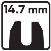 'Symbolloze symbool toont 14,7 mm.'