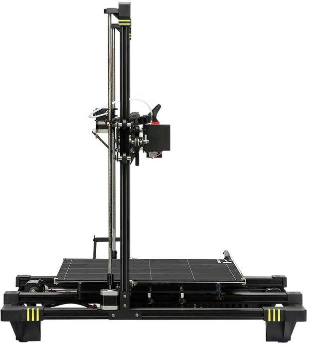 3D-printer van voren, toont printkop en printbed.