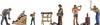 NOCH 0015616 H0 Brandhout maken figuren Geverfd, Staand