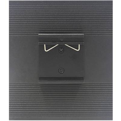Zwarte achterkant van een fotolijst met ophangsysteem, bestaande uit metalen haken en schroeven op een geprofileerd oppervlak.