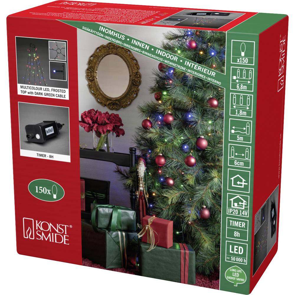 Konstsmide Christmas tree lightset LED, Slinger, Polyvinyl chloride (PVC), Groen, Multi, 1,8 m, IP20