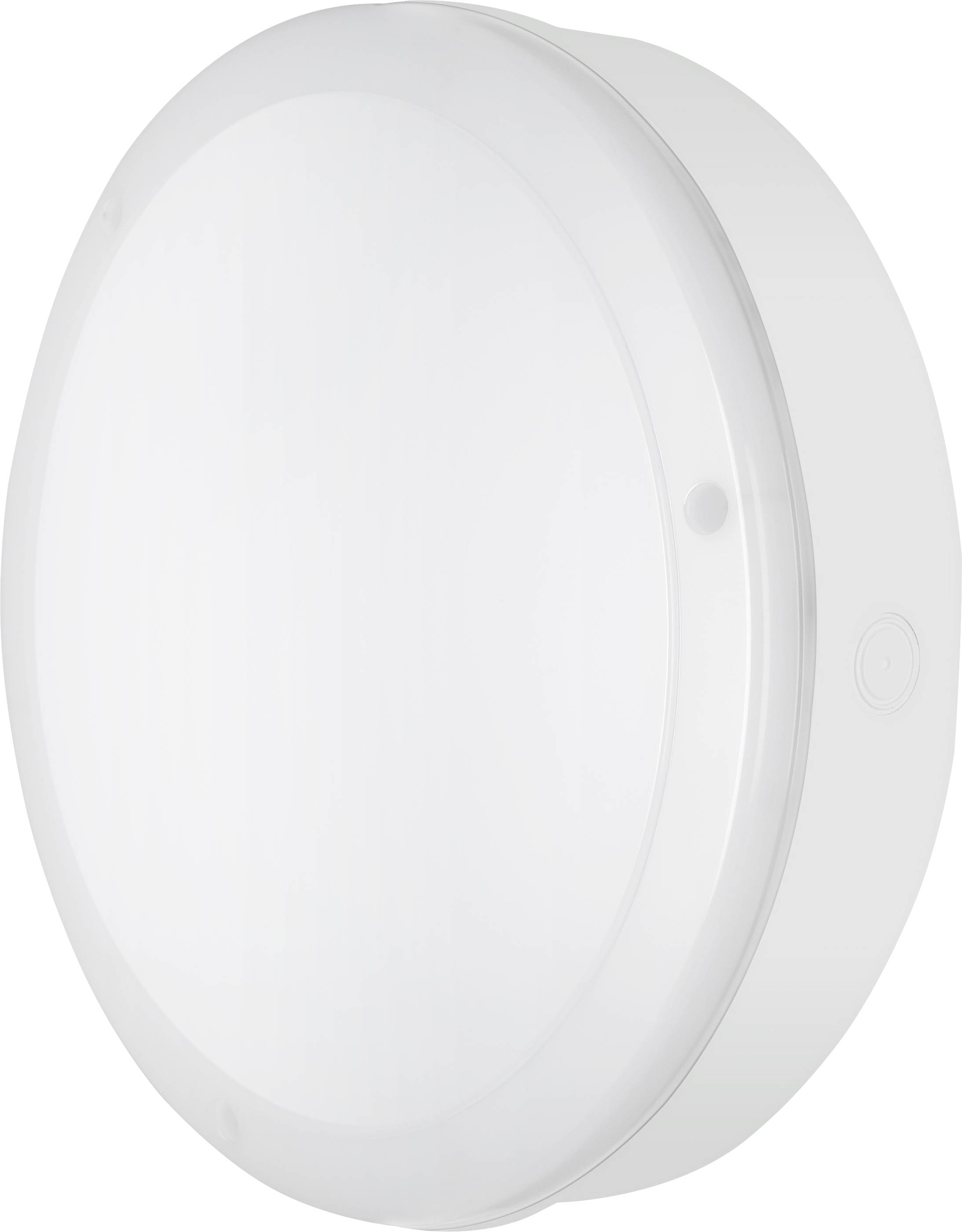 Ronde, witte plafondlamp met een eenvoudig design. Geschikt voor moderne interieurs.