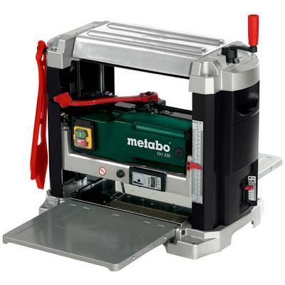 Metabo DH 330 diktemachine met opvouwbare voedertafel, hoogtemeter en rood verstelwiel.