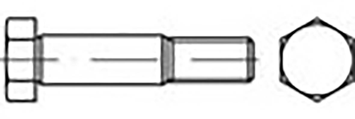 Technische tekening van een cilinderstift met een zeshoekige moer, zijaanzicht en vooraanzicht.