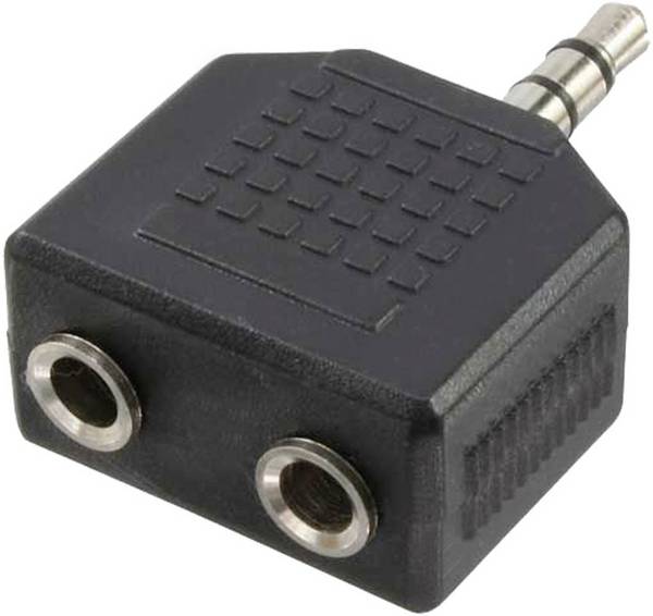 LogiLink CA1002 Adapter Jackplug Audio Adapter [1x Jackplug male 3,5 mm - 2x Jackplug female 3,5 mm, Jackplug female 3,5 mm] Zwart