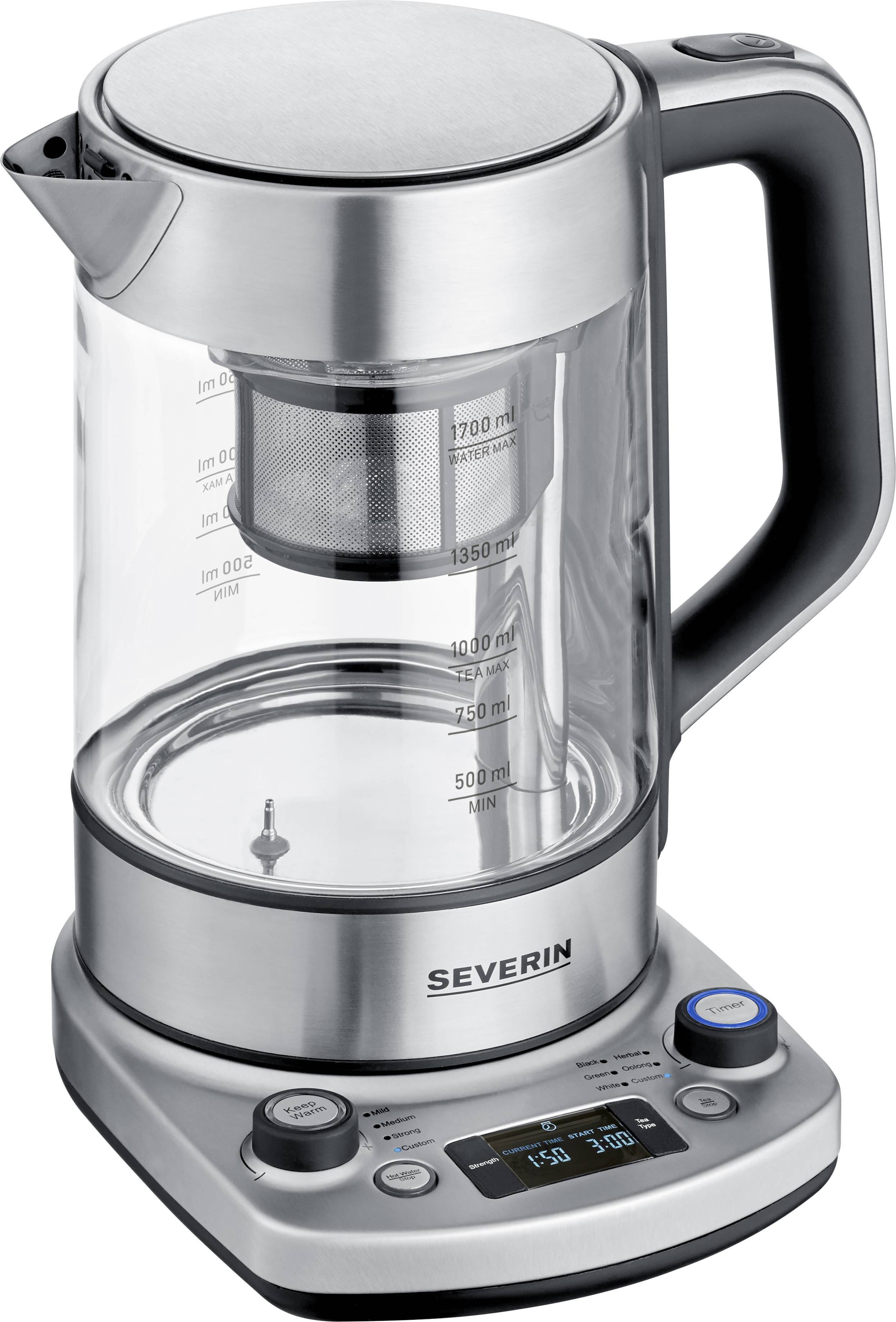 Severin 3422 Waterkoker Snoerloos, Oververhittingsbeveiliging Aantal/Volume: 1.7 l RVS (geborsteld)
