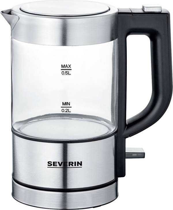 Severin 3472 Waterkoker Snoerloos, Oververhittingsbeveiliging Aantal/Volume: 0.5 l RVS (geborsteld), Zwart