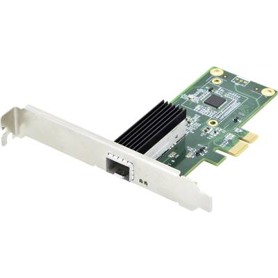 Een netwerkadapterkaart met Ethernet-aansluiting en warmteafvoer, geschikt voor installatie in een computer ter uitbreiding van de netwerkfunctionaliteit.