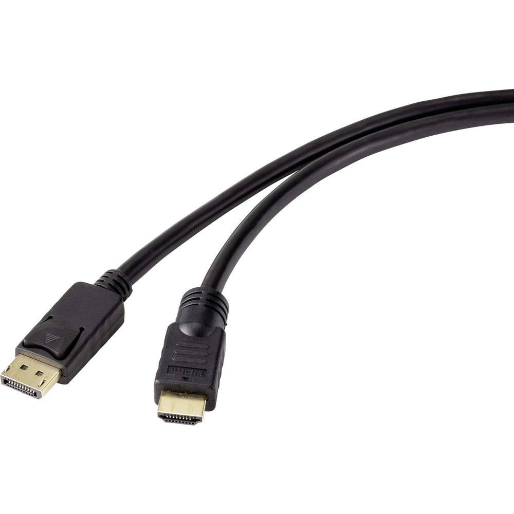 Renkforce DisplayPort / HDMI Adapterkabel DisplayPort stekker, HDMI-A stekker 7.50 m Zwart RF-4581868 DisplayPort-kabel