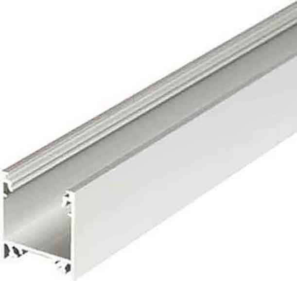 Zilveren aluminiumprofiel met rechthoekige vorm, geschikt voor meubelconstructies en andere bouwtoepassingen.