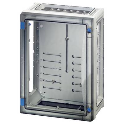 Een grijze metalen behuizing met een transparant deksel en ventilatiesleuven aan de zijkant. Geschikt voor de bescherming van elektronische apparaten.