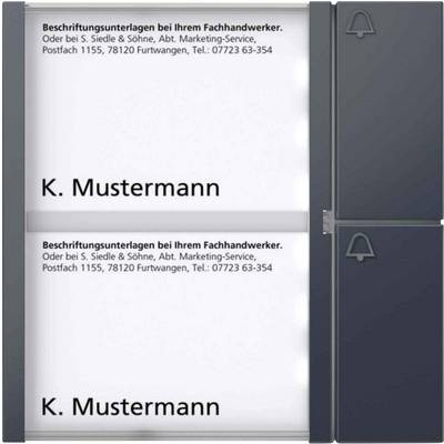 Beschriftingsmateriaal bij uw vakspecialist. Of bij S. Siedle & Söhne, Afd. Marketing-Service, Postbus 1155, 78120 Furtwangen, Tel.: 07723 63-354<br><br>K. Mustermann