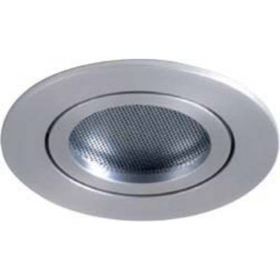 Plafondluidspreker met rond metalen rooster. Modern design, geschikt voor heldere geluidsverspreiding in binnenruimtes.