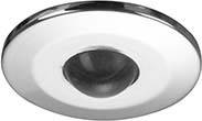 Plafondlamp met een rond, verzonken ontwerp en een metalen rand, gecentreerd op een witte achtergrond.