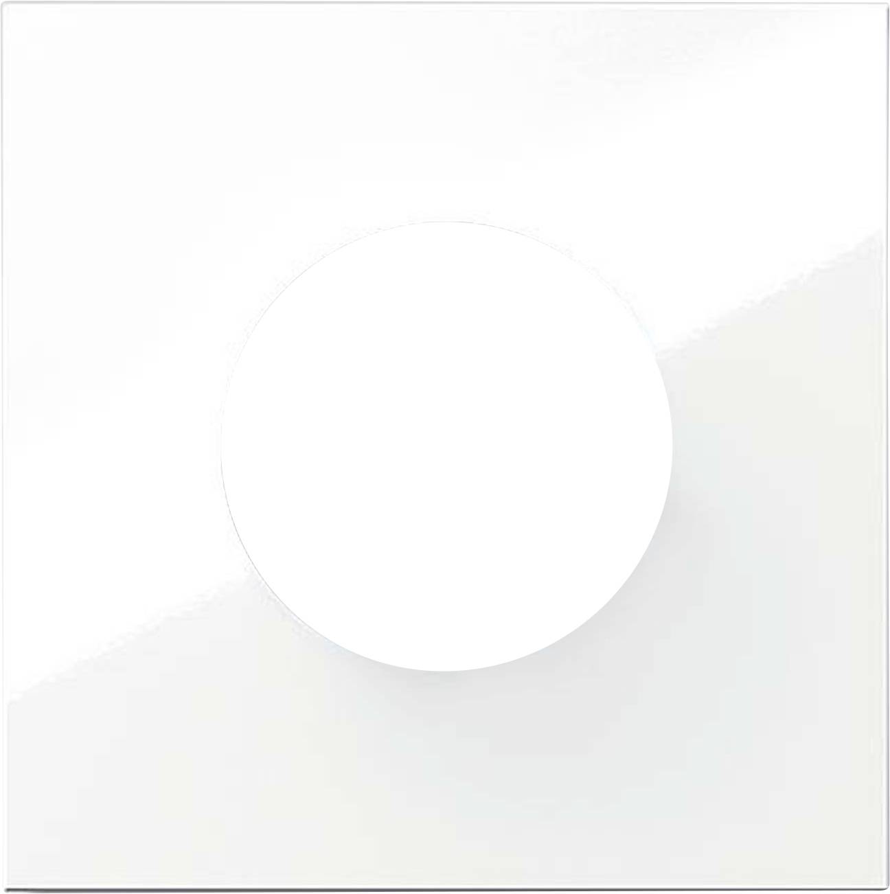 Lichtschakelaar op een witte muur met een cirkelvormig ontwerp, minimalistisch en modern.