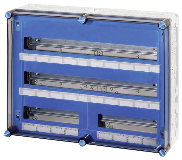 Hensel 20001320 Mi 1683 Kleine verdeelkast Opbouw (op muur) Aantal groepen: 80 Aantal rijen: 3 Inhoud: 1 stuk(s)