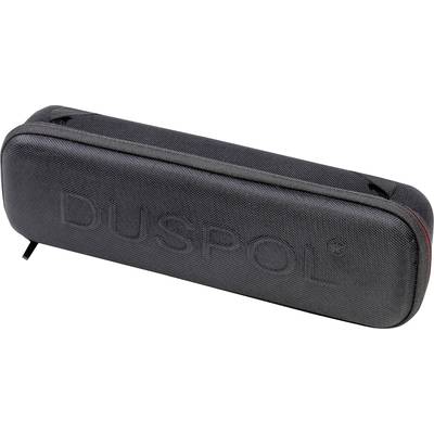 Een zwart etui met de inscriptie 'DUSPOL' erop gedrukt. Het is langwerpig en gemaakt van een textielachtig materiaal.