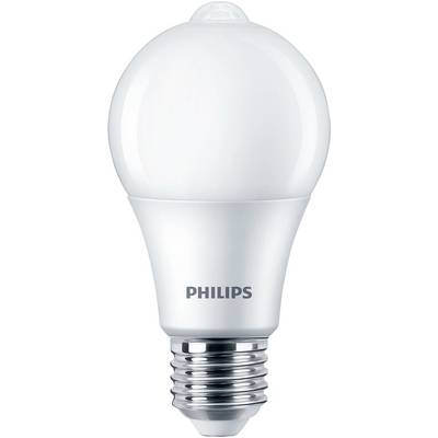 Een witte LED-lamp met zilveren voet met het opschrift 'Philips'.